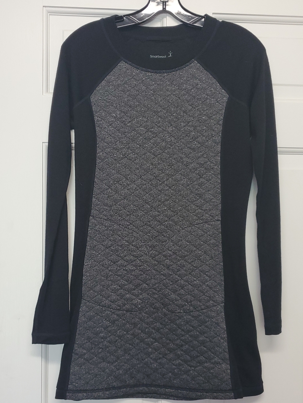 SMARTWOOL Women's Black and Gray Quilted Long-Sleeve Petite XS Dress,